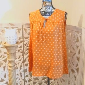 ANN TAYLOR FACTORY Women's SZ XL Peach 🍑 Color Floral Print Tank Blouse